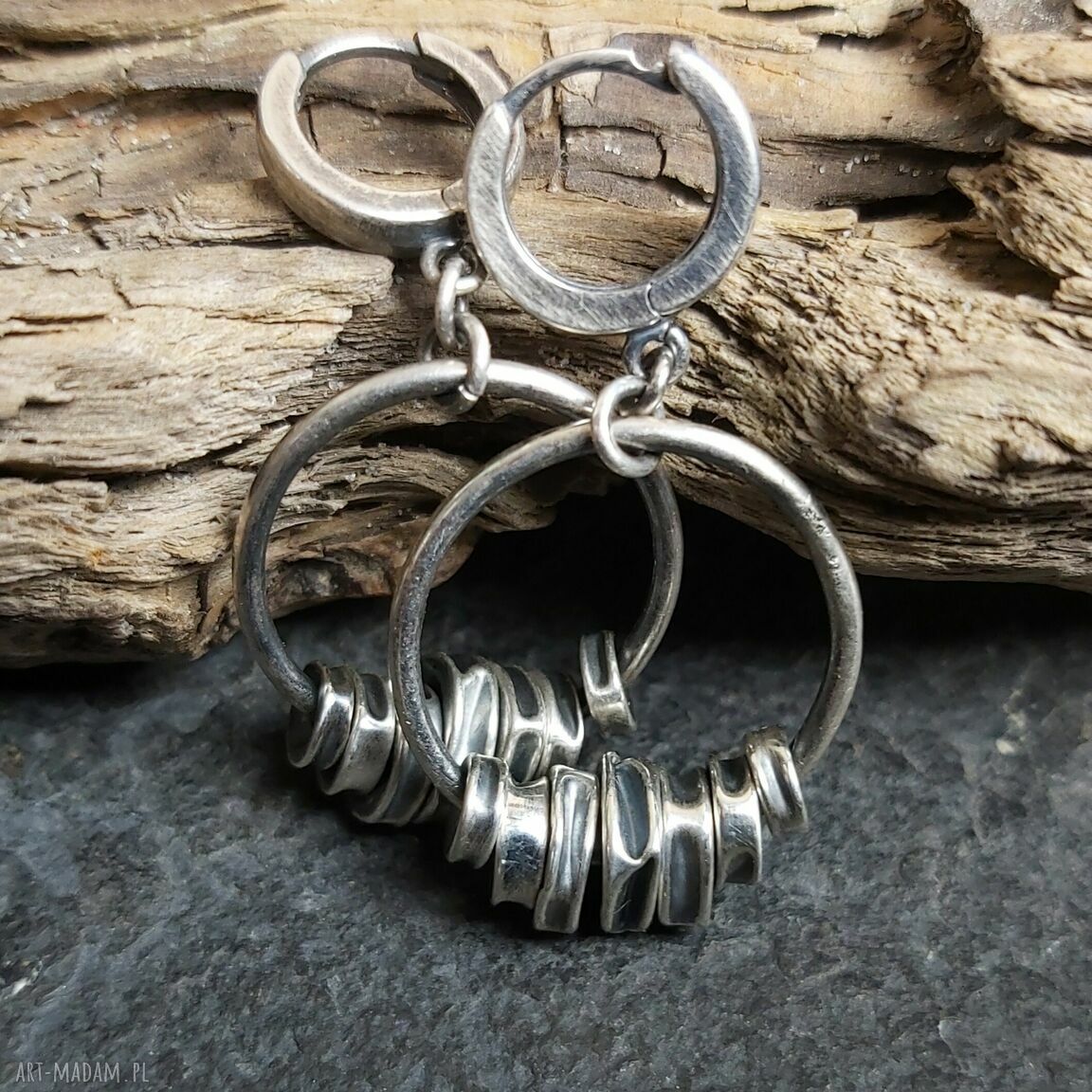 Kolczyki srebrne koła handmade