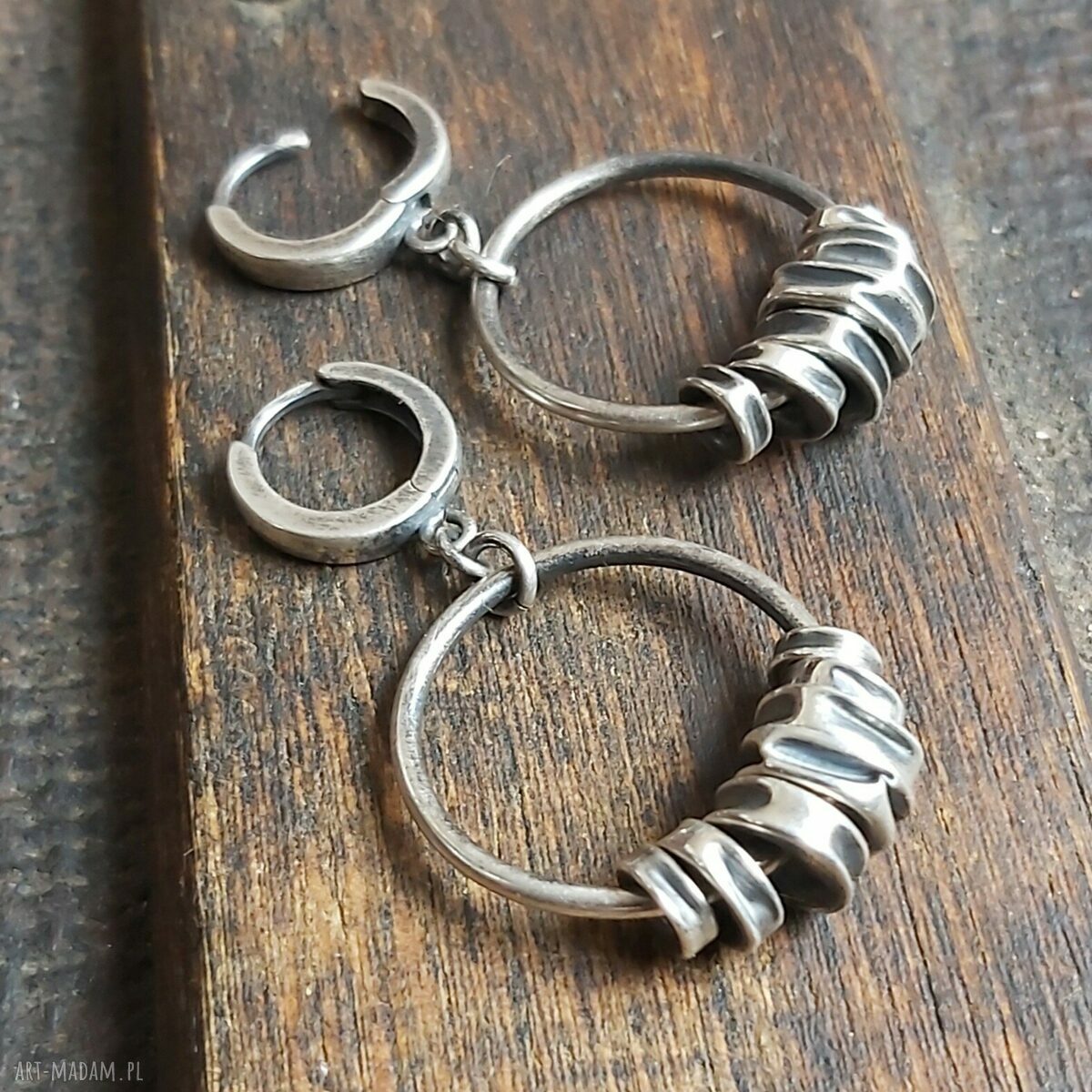Kolczyki srebrne koła handmade