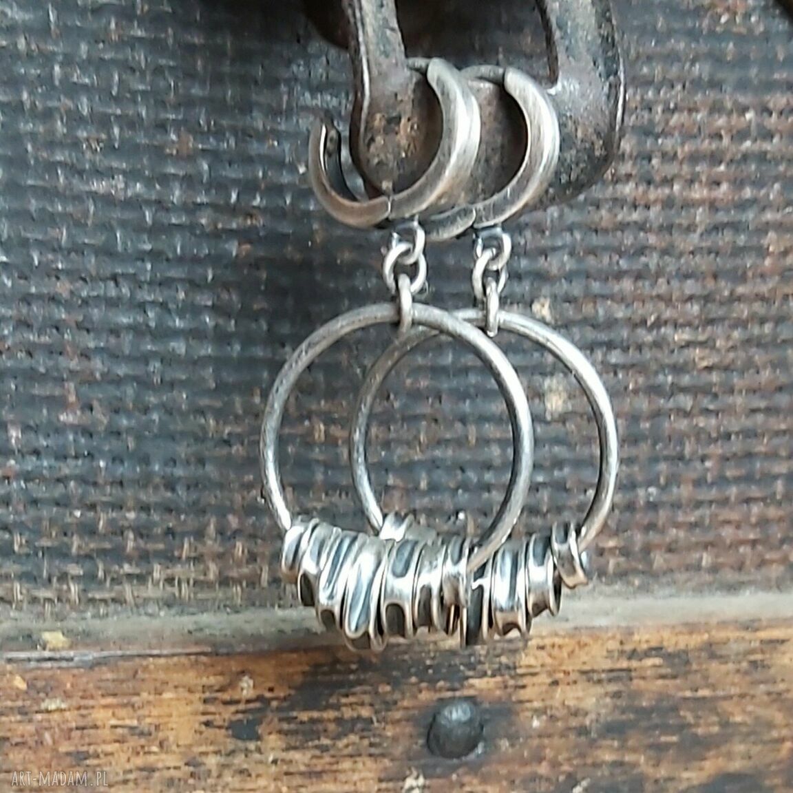 Kolczyki srebrne koła handmade