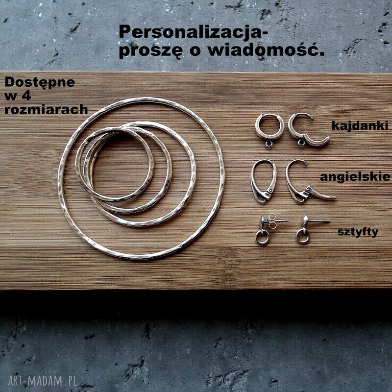 kolczyki: KOLCZYKI SREBRNE KOŁA ŚREDNIE 3,5cm. Ręczne wykonanie