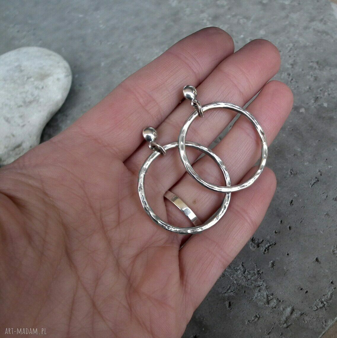 kolczyki: KOLCZYKI SREBRNE KOŁA ŚREDNIE 3,5cm. Ręczne wykonanie