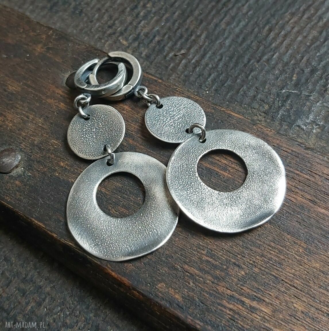 Kolczyki srebrne biżuteria autorska prezent srebro kute stare