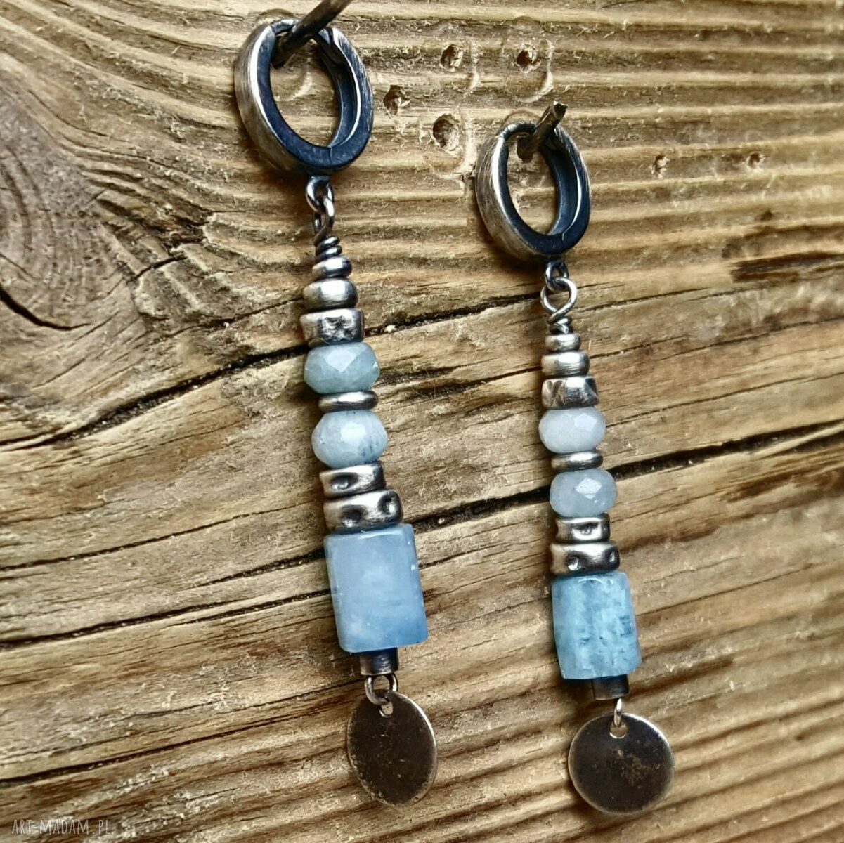Kolczyki srebrne z akwamarynami HandMade