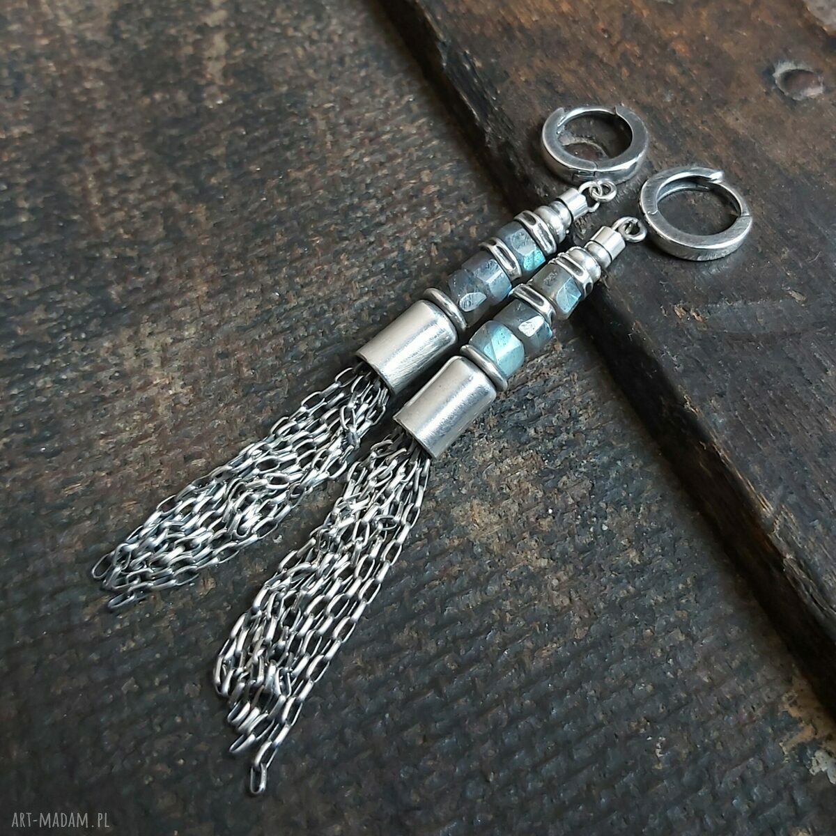 Kolczyki srebrne z labradorytami hand made
