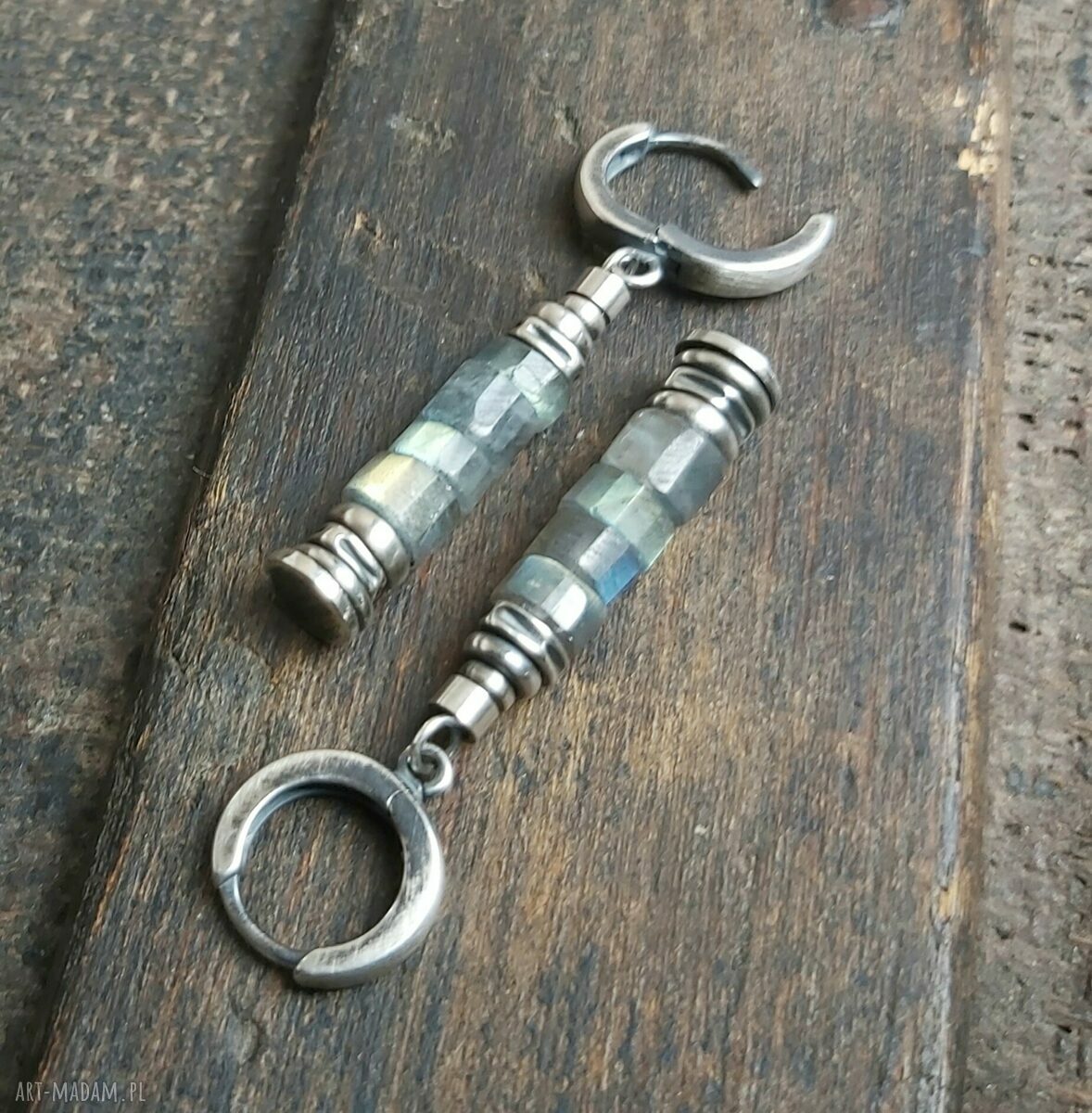 Kolczyki srebrne z labradorytami Hand Made