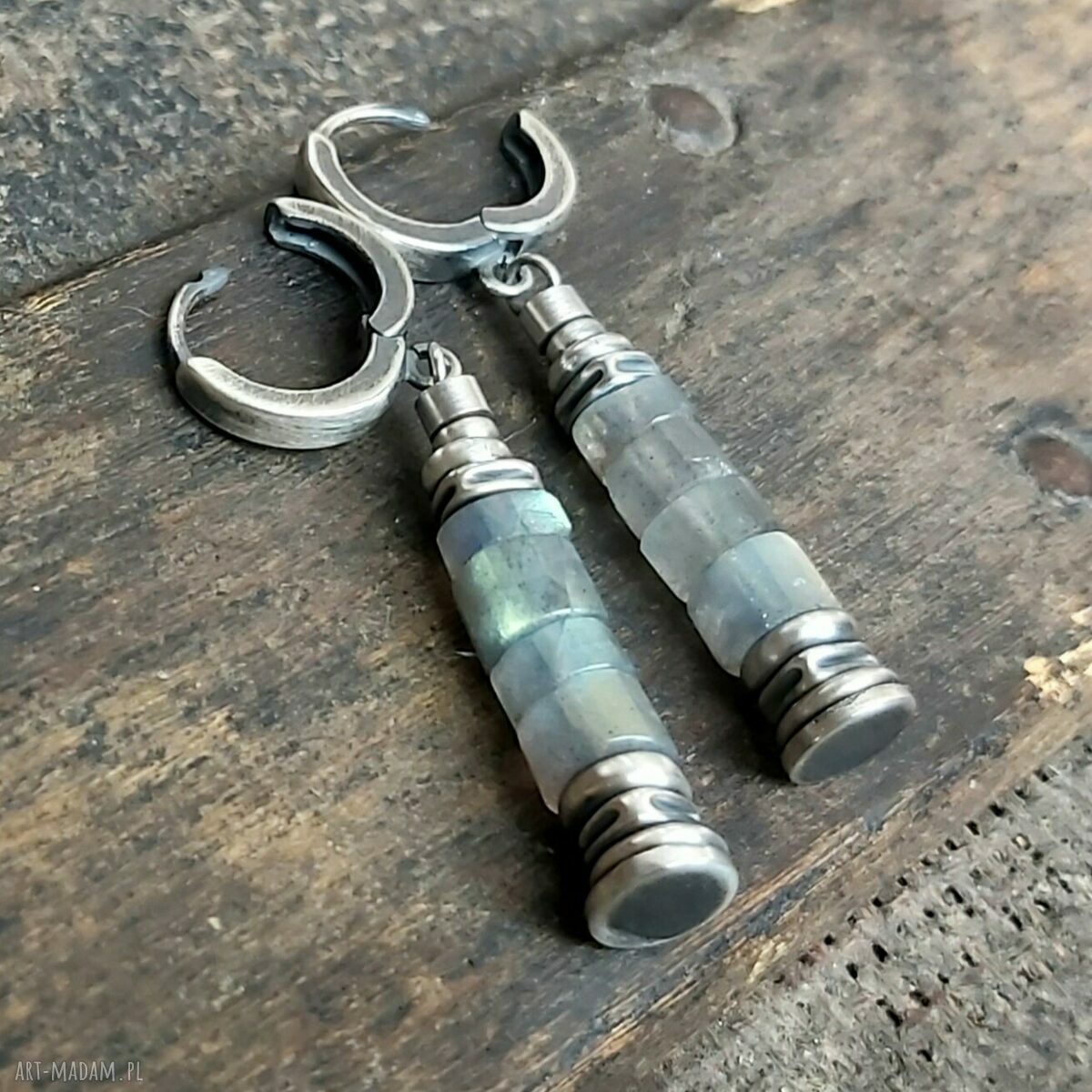 Kolczyki srebrne z labradorytami Hand Made