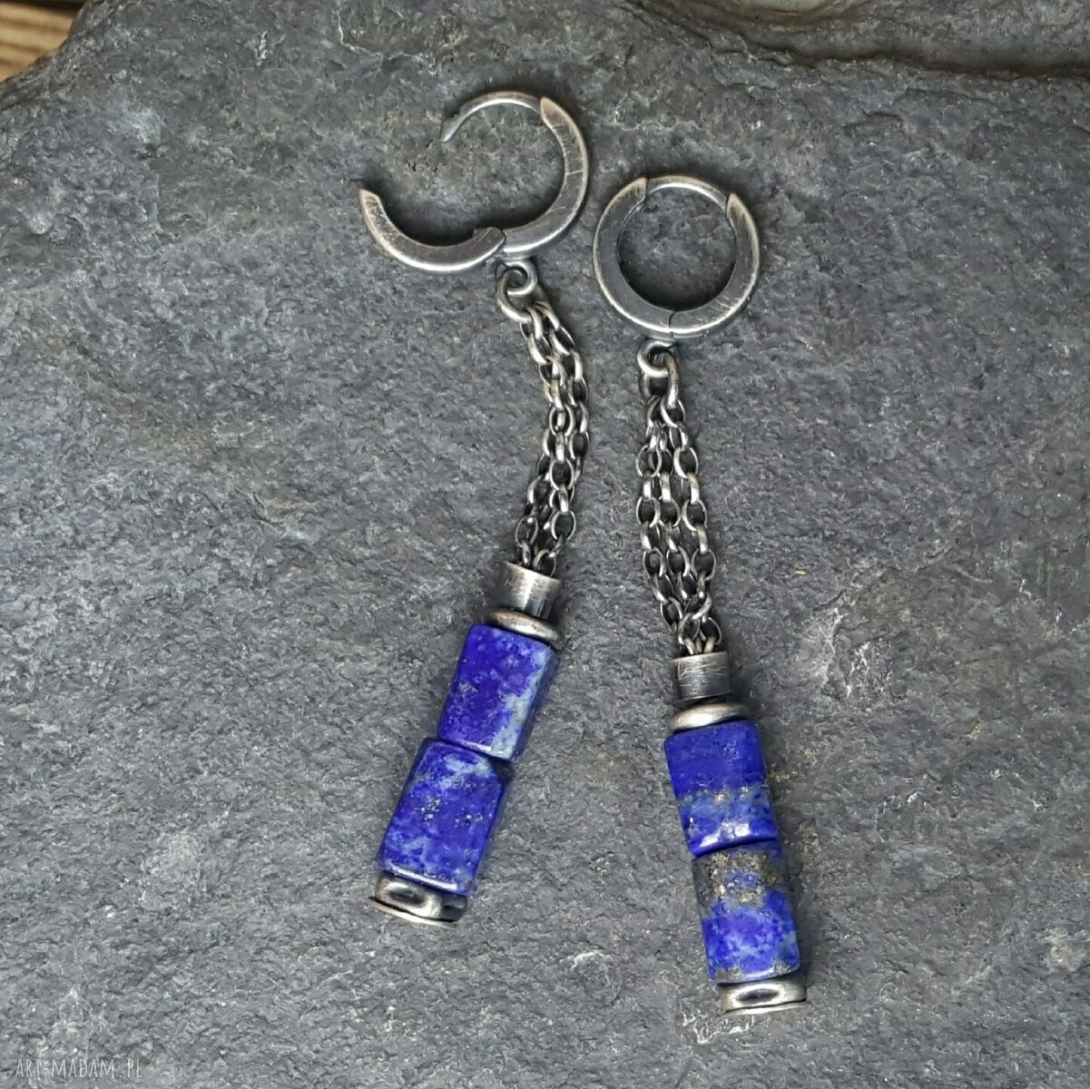 Kolczyki srebrne z lapisem lazuli Handmade