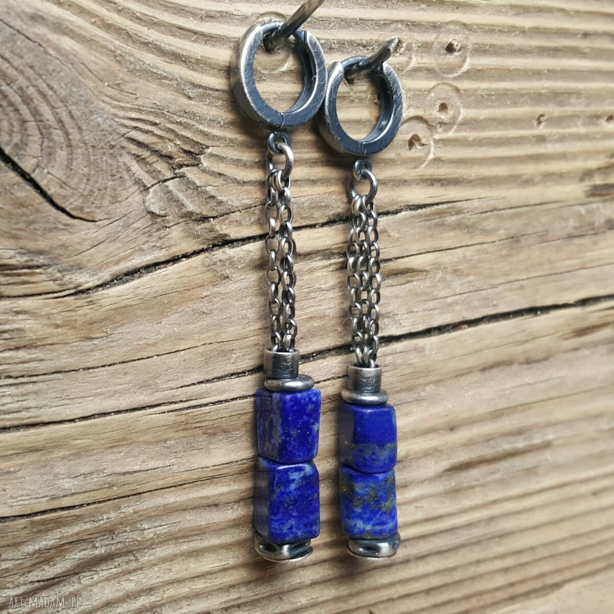 Kolczyki srebrne z lapisem lazuli Handmade