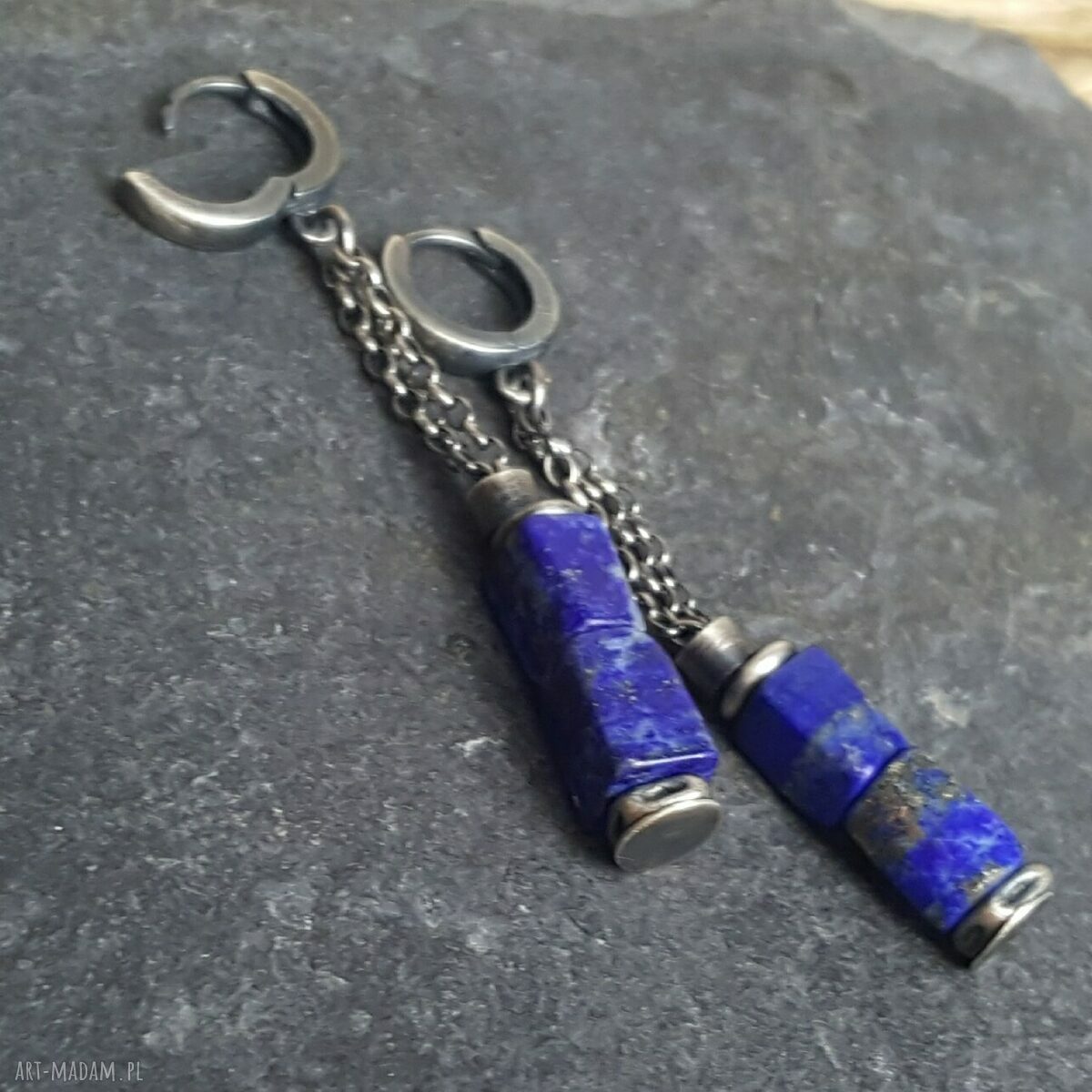 Kolczyki srebrne z lapisem lazuli Handmade
