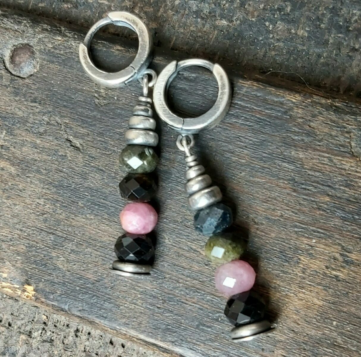 Kolczyki srebrne z turmalinami Hand Made