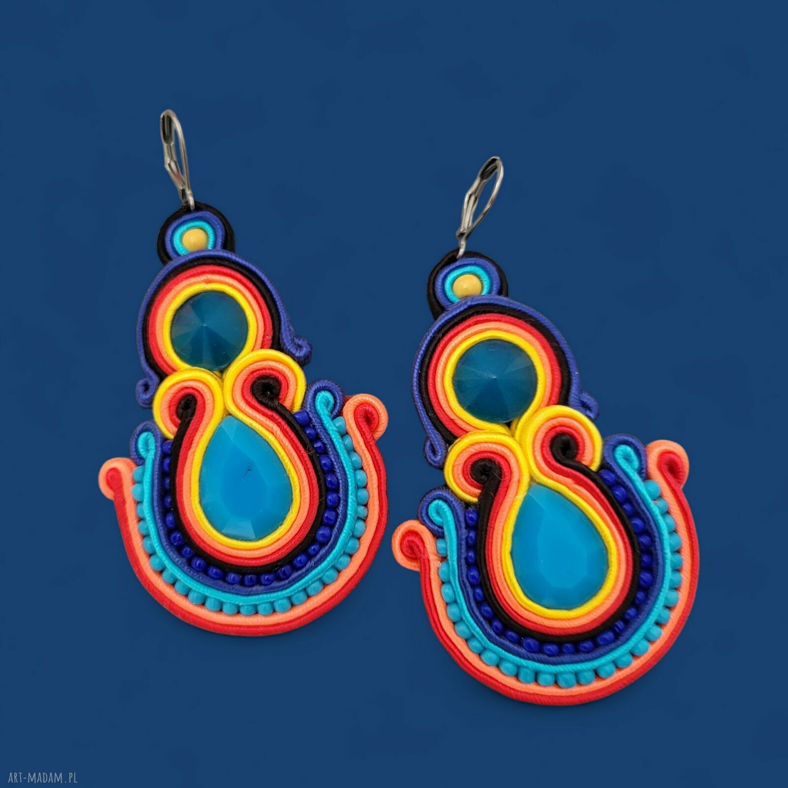Kolczyki sutasz Kreteas - ręcznie haftowane soutache