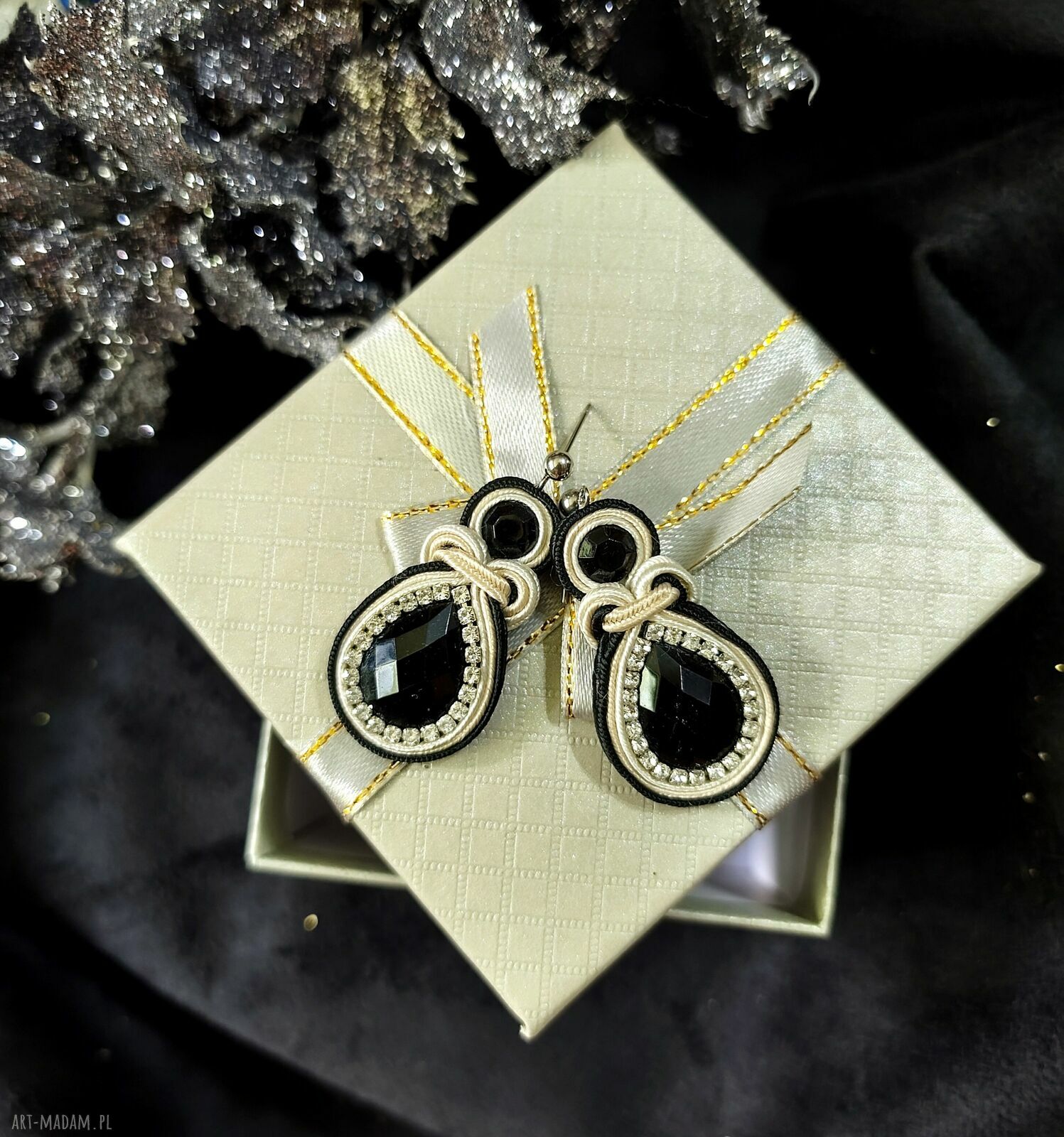 Kolczyki sutasz Nane z cyrkoniami - elegancka biżuteria handmade