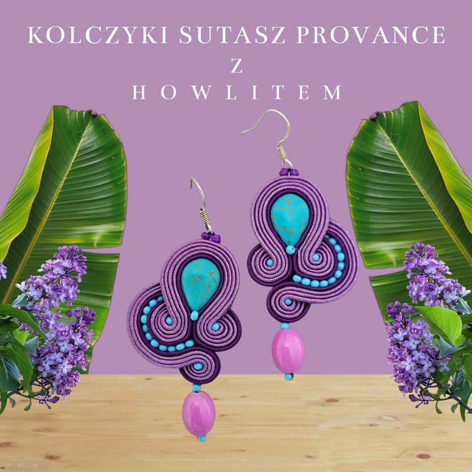 Kolczyki sutasz Provence z howlitem turkusowym