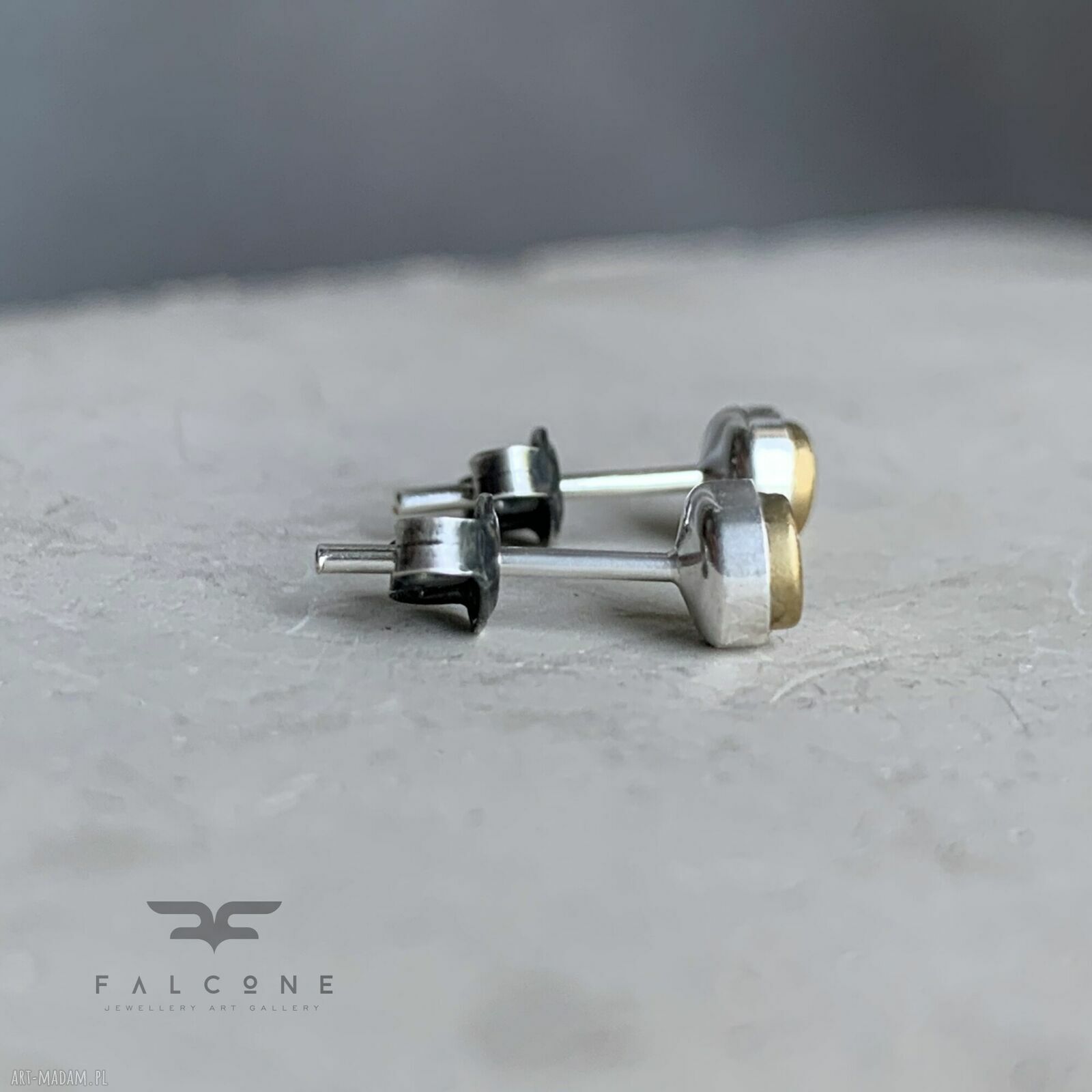 Kolczyki sztyfty ze srebra 925 i mosiądzu Falc-One 4 mm
