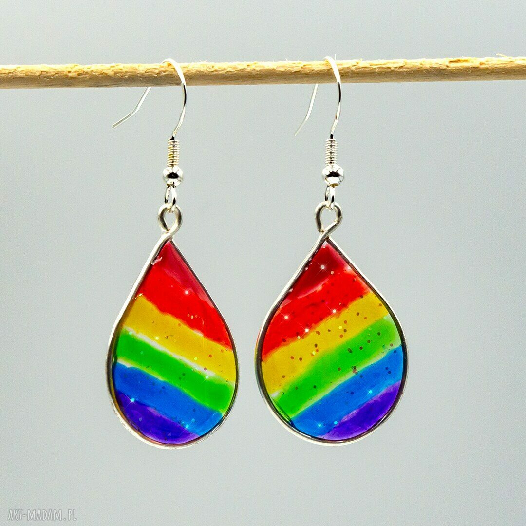 Kolczyki tęczowe z żywicy Pride LGBTQA 001 - ręcznie robione