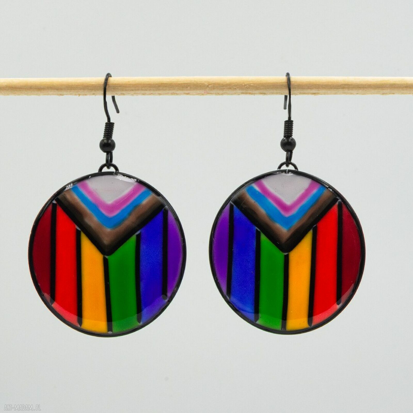 Kolczyki tęczowe z żywicy 055 - Pride handmade