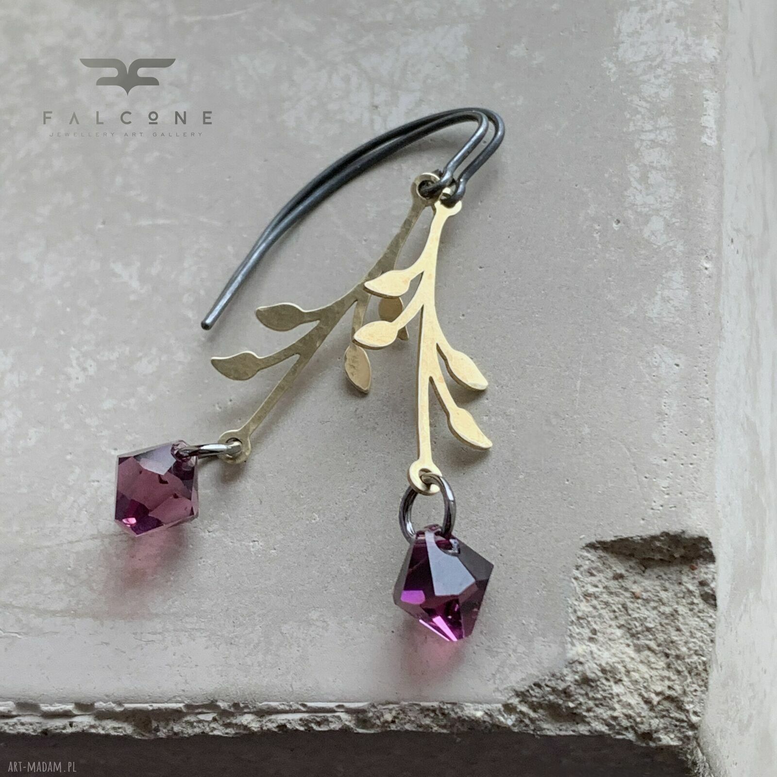 Kolczyki Urban Rose Purple - fioletowe z Swarovski i srebrnymi biglami