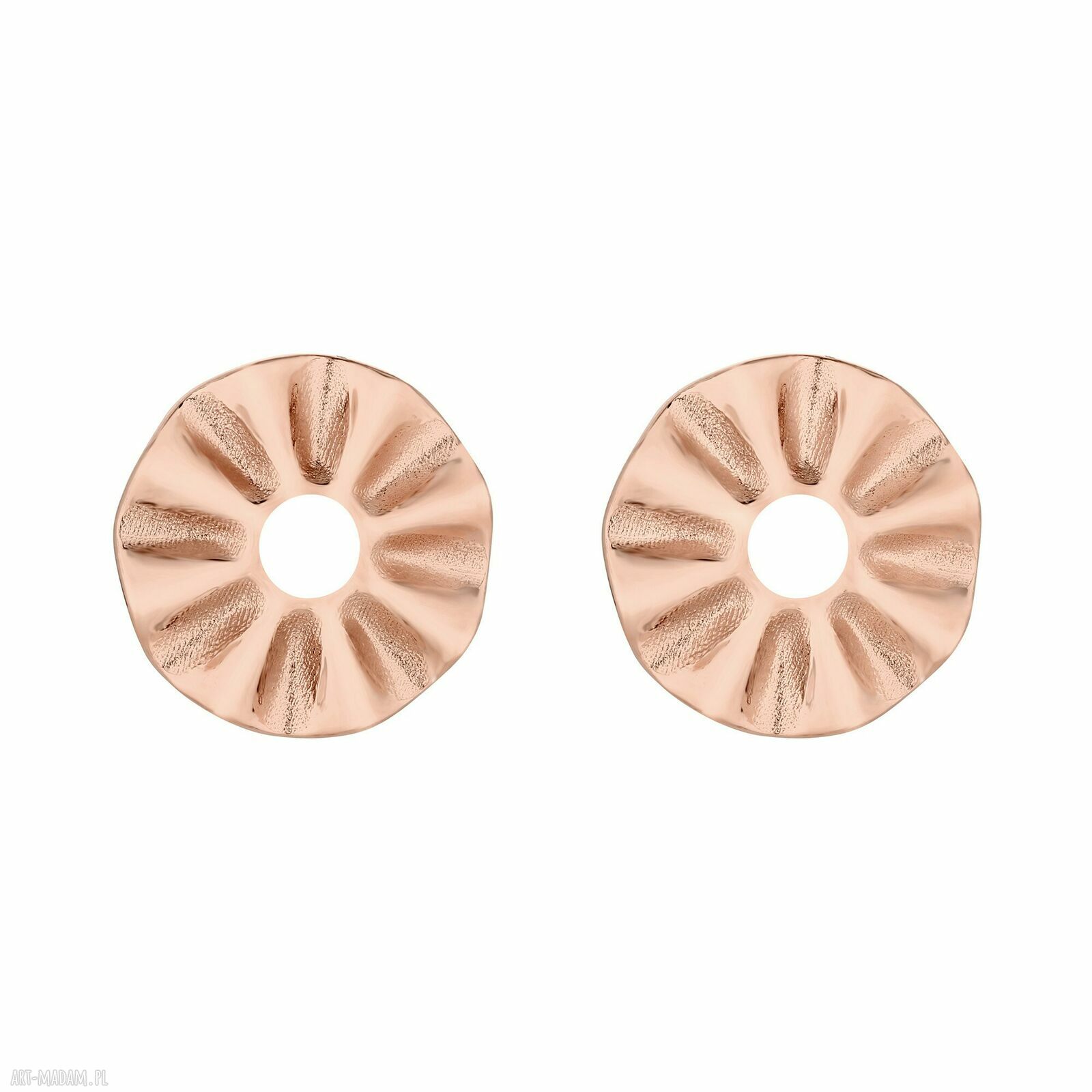 Kolczyki wachlarze różowego złota pozłacany eleganckie modne