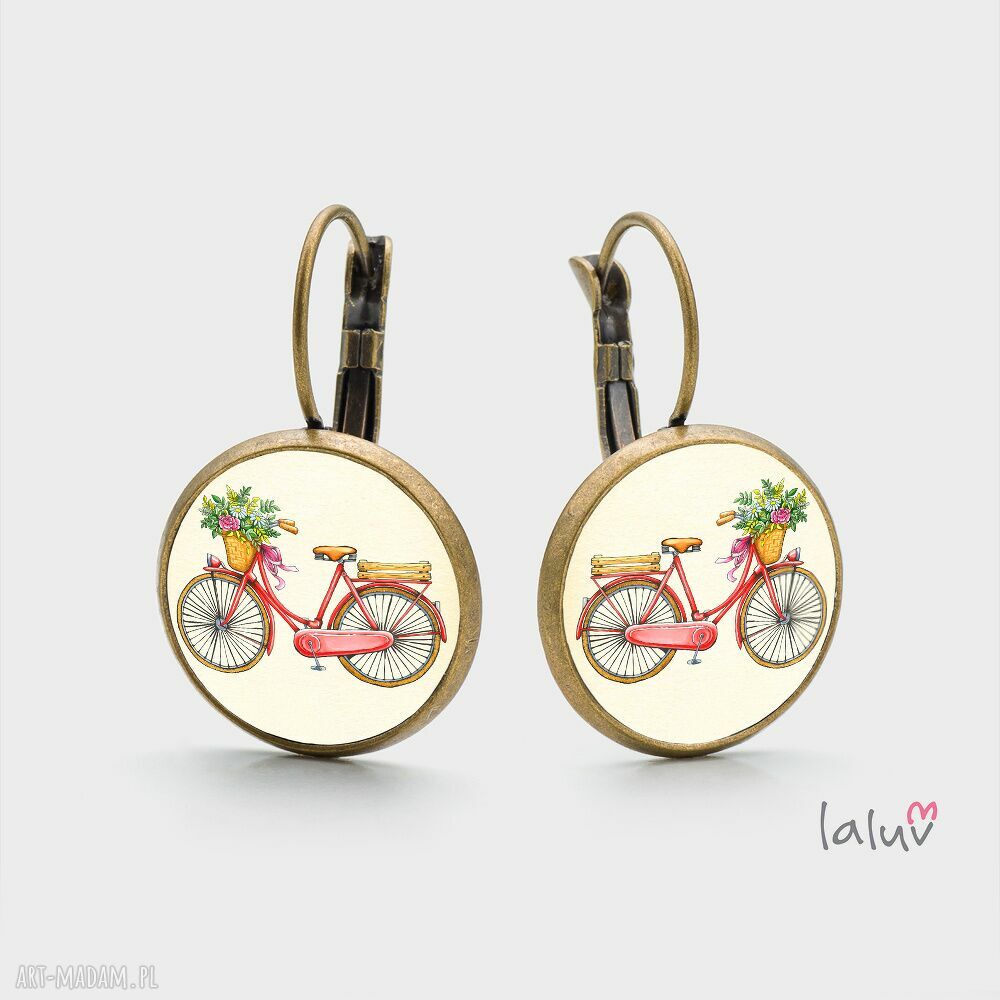 Kolczyki wiszące LOVE BIKE - ręcznie robione, antyalergiczne