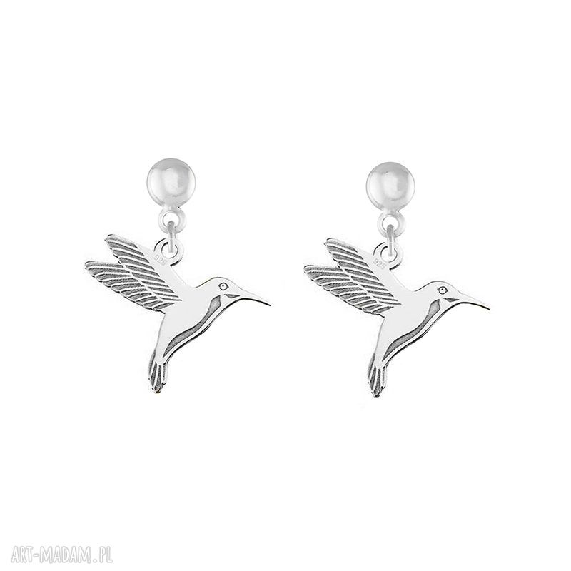 Kolczyki koliberkiem animals koliberki kolibry ptaszki srebrne
