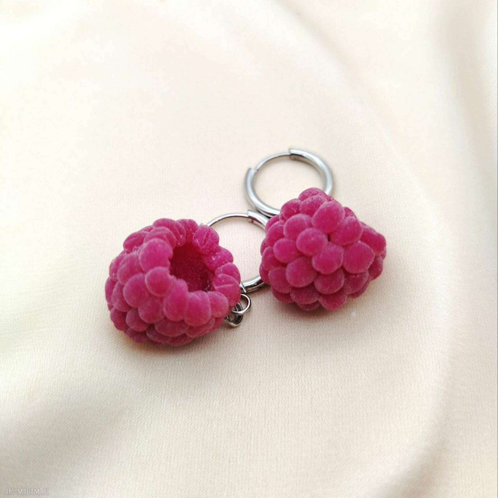Kolczyki z malinami handmade - zapięcie angielskie ze stali 316L