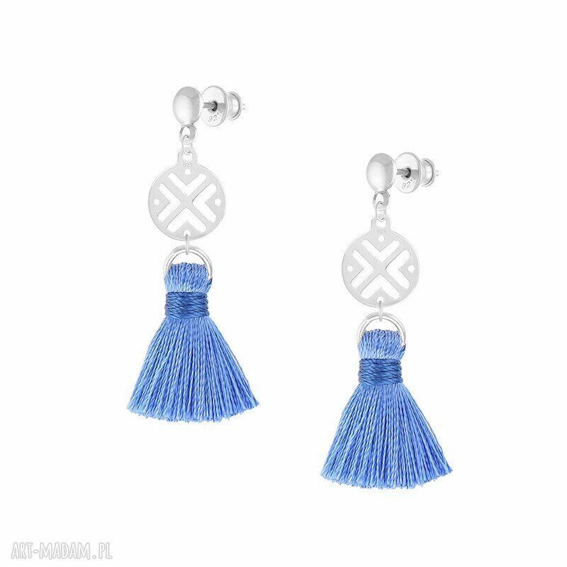 kolczyki: KOLCZYKI z niebieskim chwostem BOHO HandMade