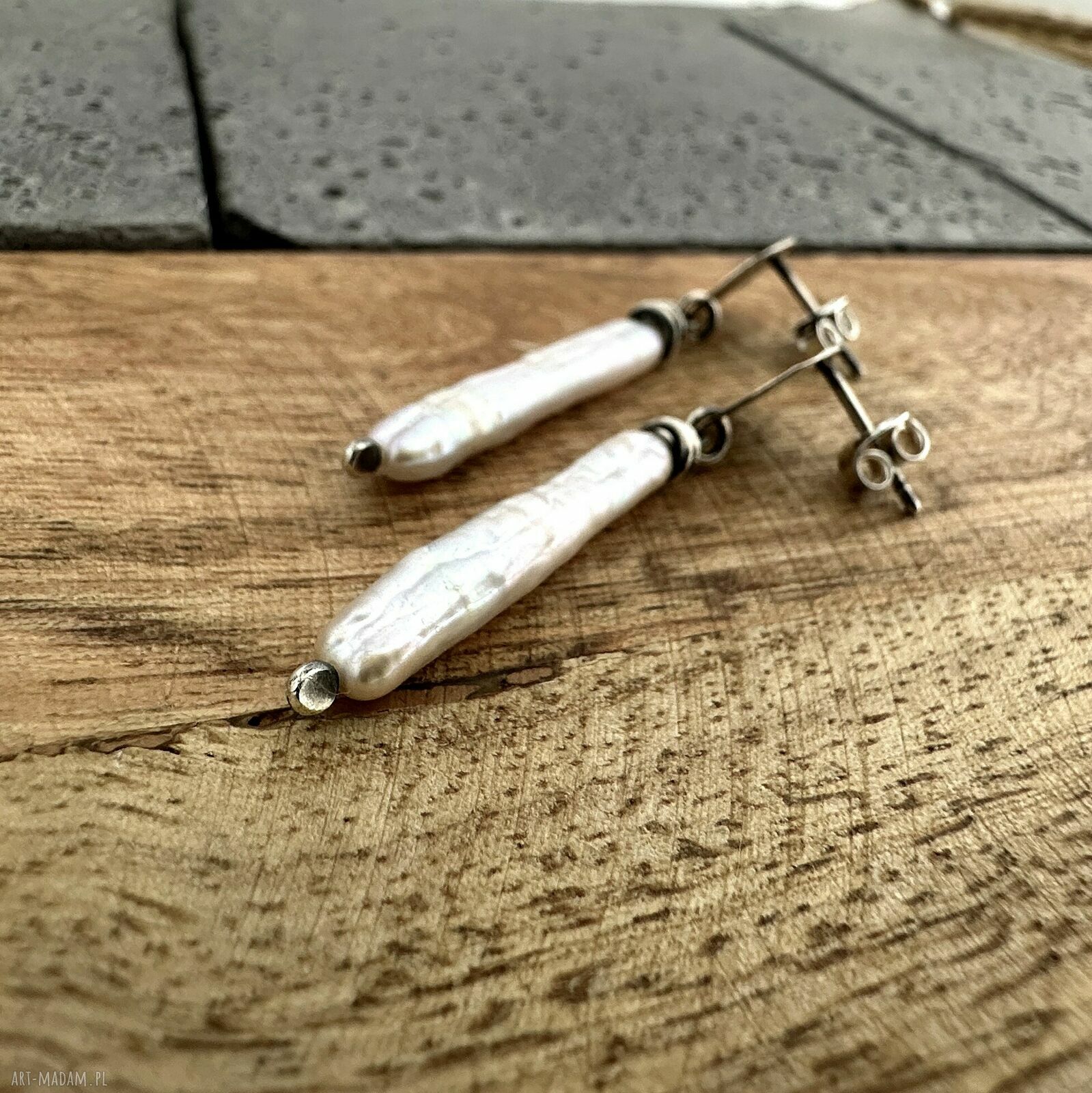 Kolczyki z perłami srebro 925 sople 4,2 cm