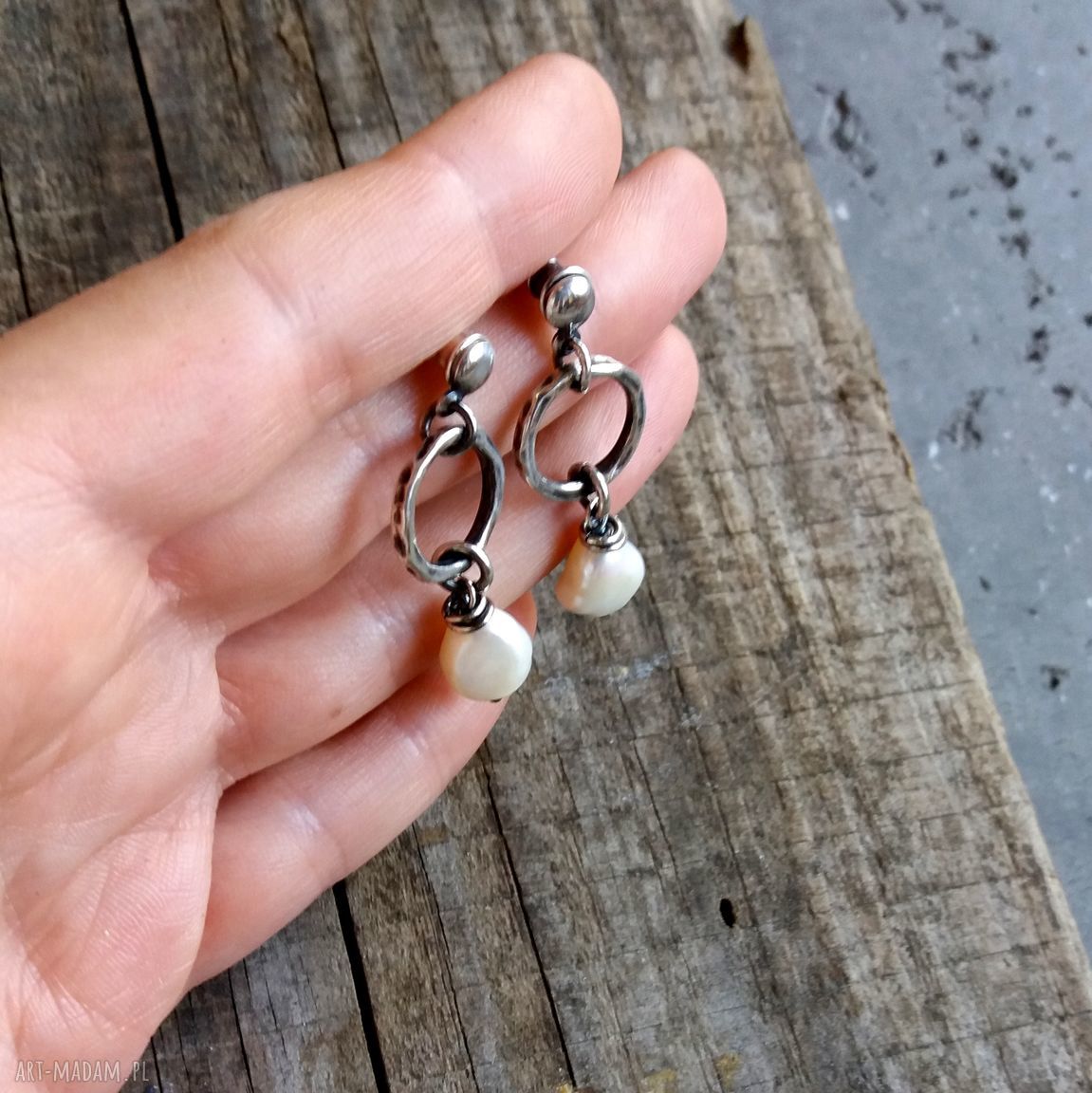 kolczyki: Kolczyki z perłami srebro 925. handmade