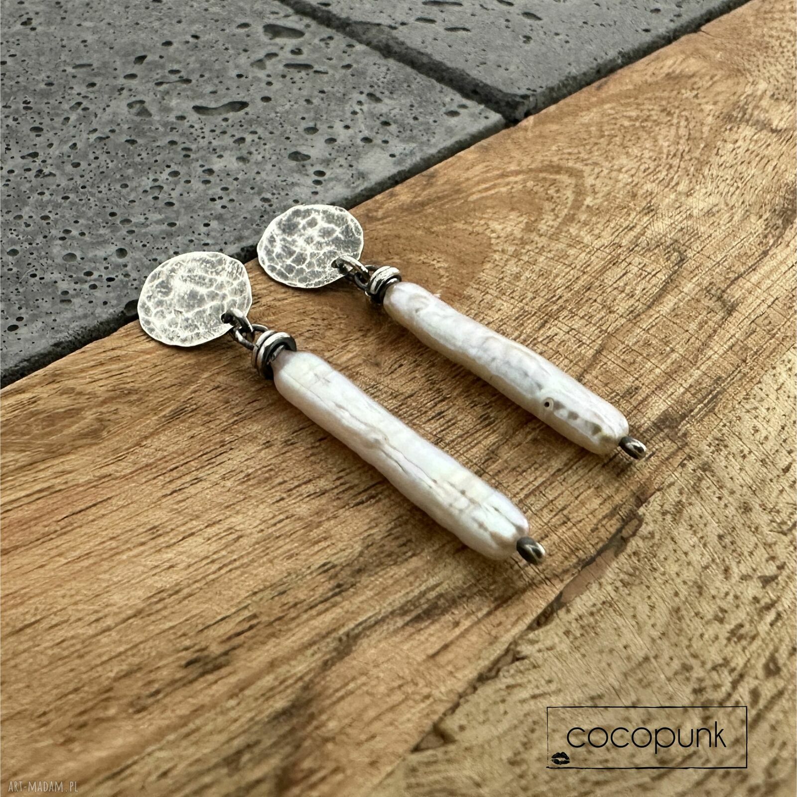 Kolczyki z perłami srebro 925 sople 4,2 cm