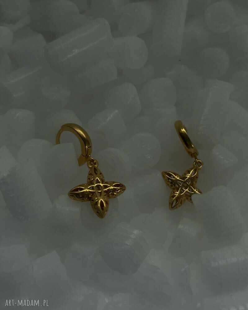 kolczyki: Kolczyki z różowego złota z ażurowymi kwiatkami handmade