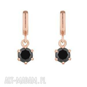 kolczyki z różowego złota z czarnymi cyrkoniami