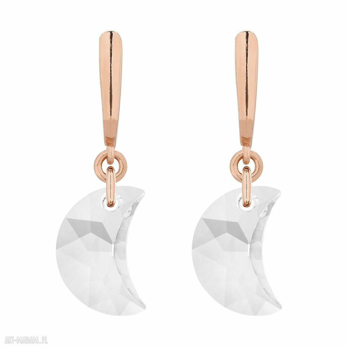 Kolczyki różowego złota księżycami swarovski® crystal pozłacane