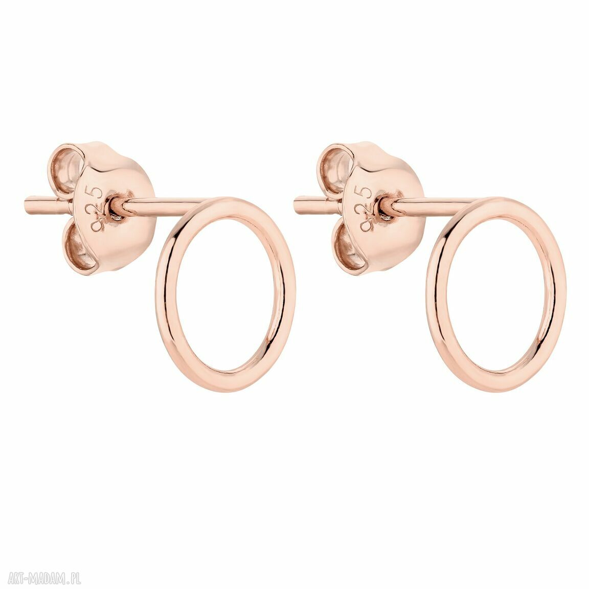 Kolczyki różowego złota obręcze różowe sztyfty kształcie