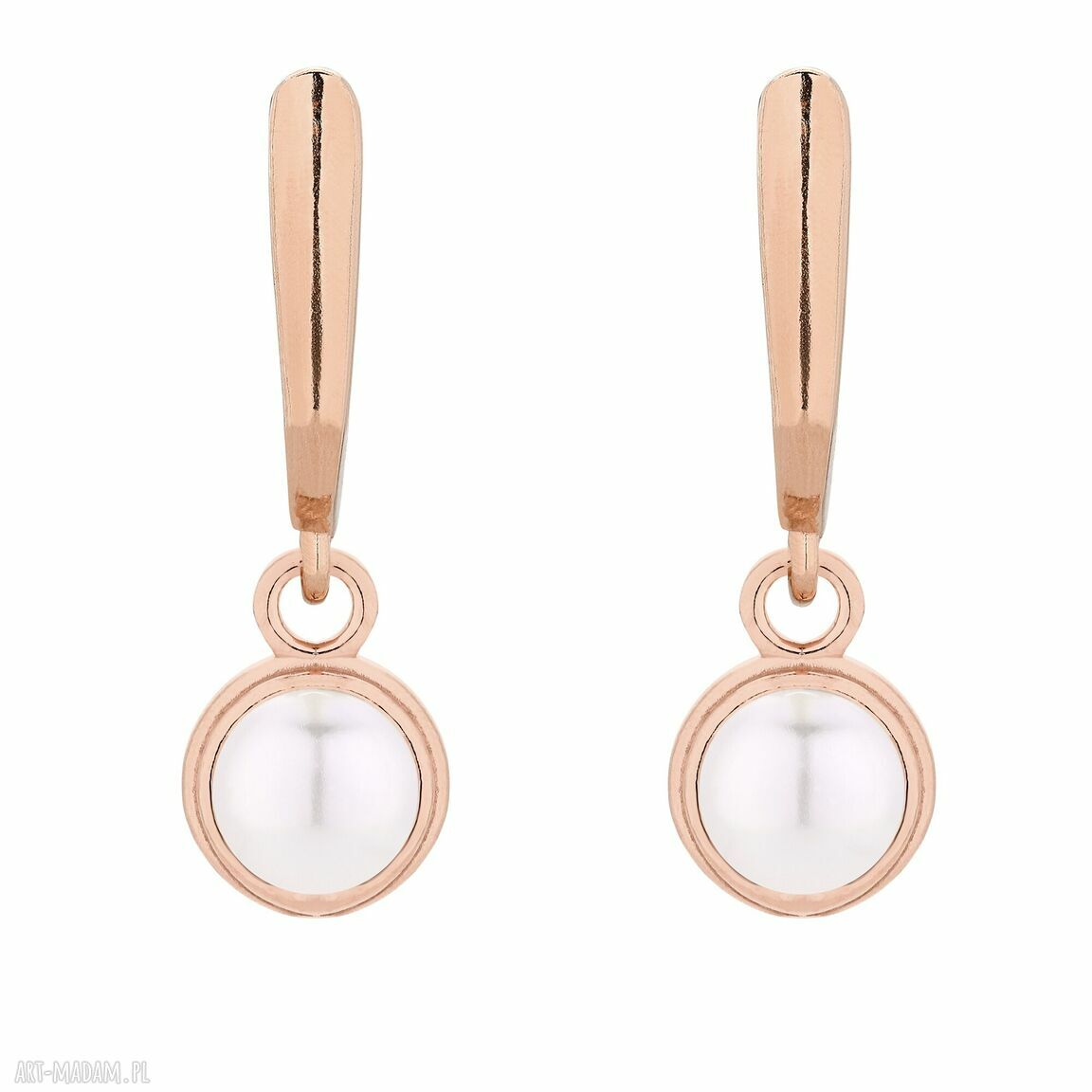 Kolczyki różowego złota swarovski® crystal 925 perła