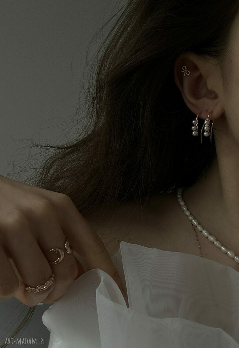 kolczyki: Kolczyki z różowego złota z perłami HandMade