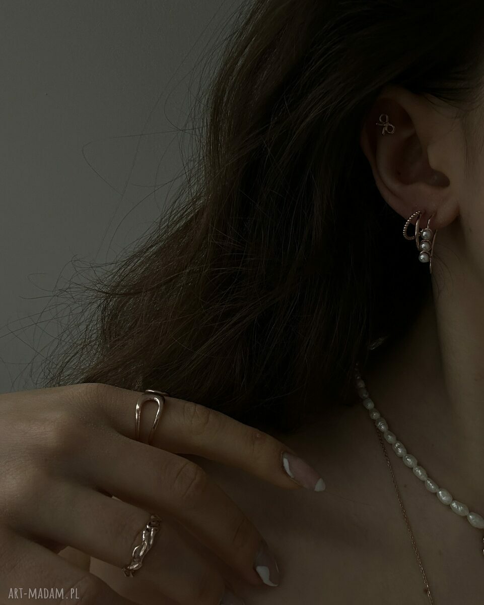 kolczyki: Kolczyki z różowego złota z perłami HandMade