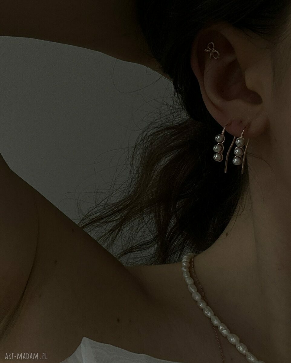 kolczyki: Kolczyki z różowego złota z perłami HandMade