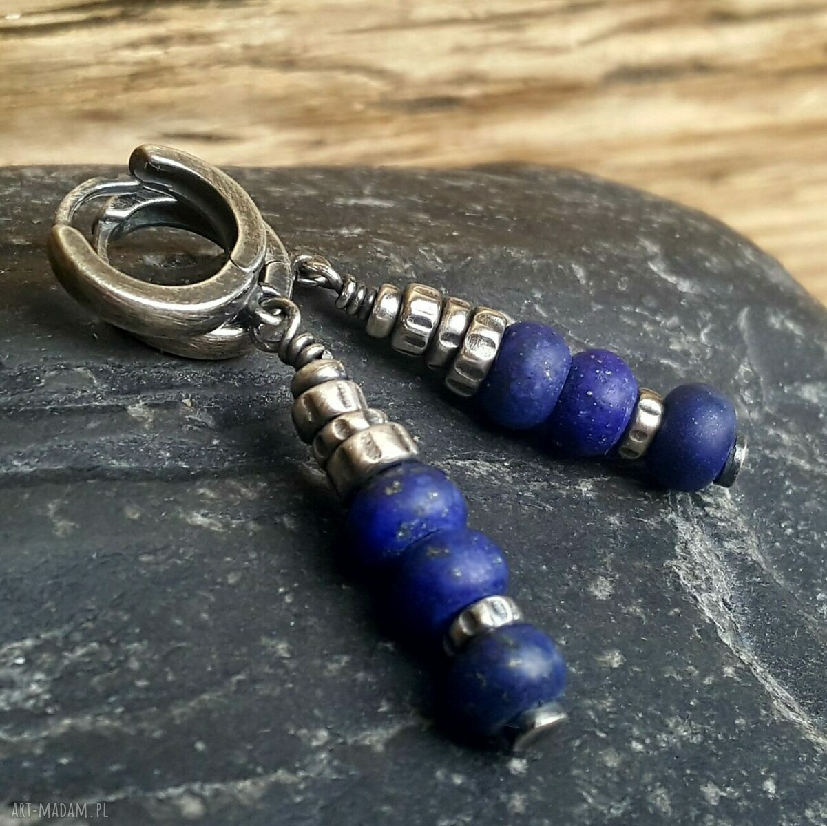 Kolczyki ze srebra i lapisu lazuli ręcznie robione