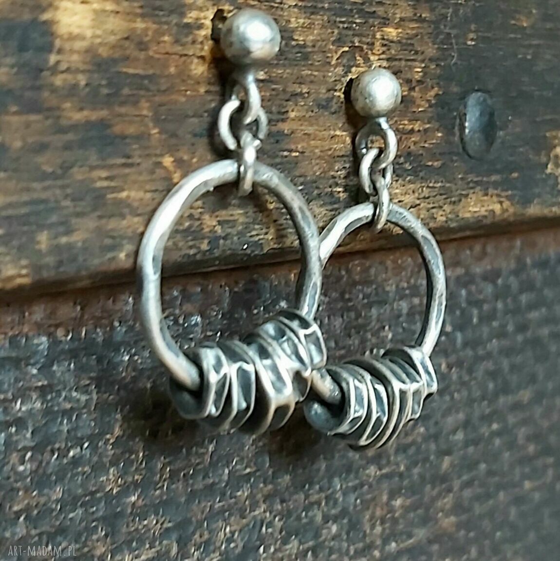 kolczyki: Kolczyki ze srebra koła Ręcznie zrobione