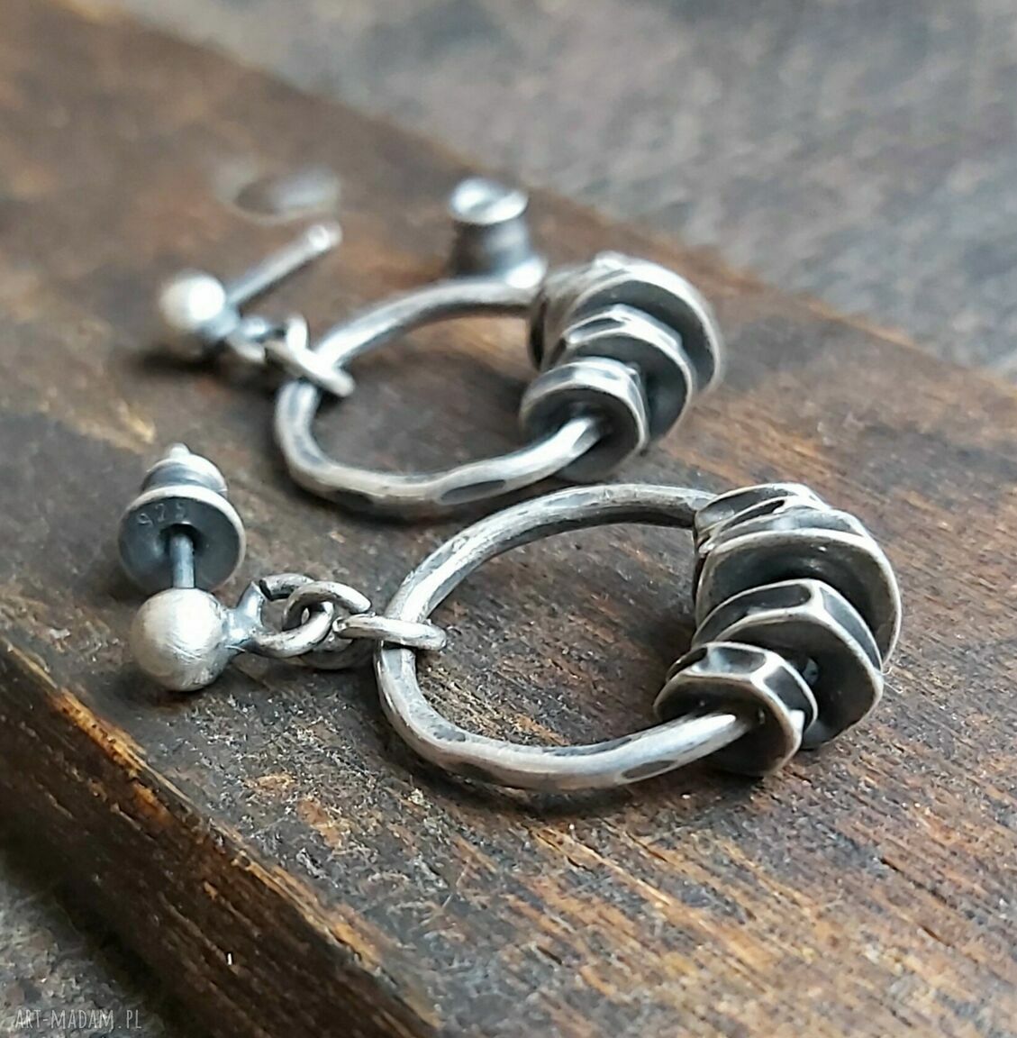 Kolczyki srebra koła oksydowane prezent dla przyjaciółki dzień