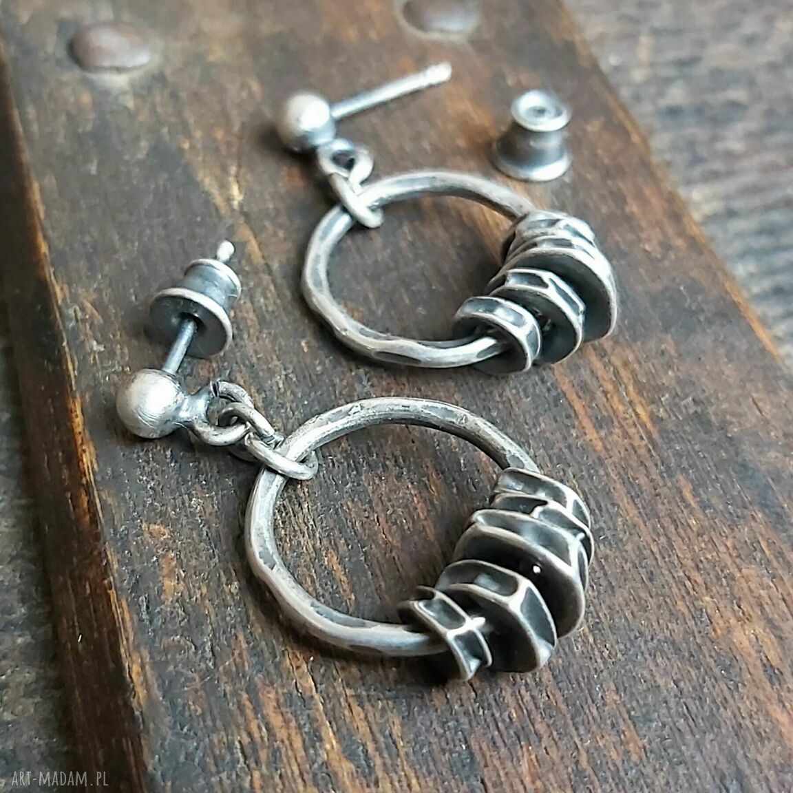 kolczyki: Kolczyki ze srebra koła Ręcznie zrobione