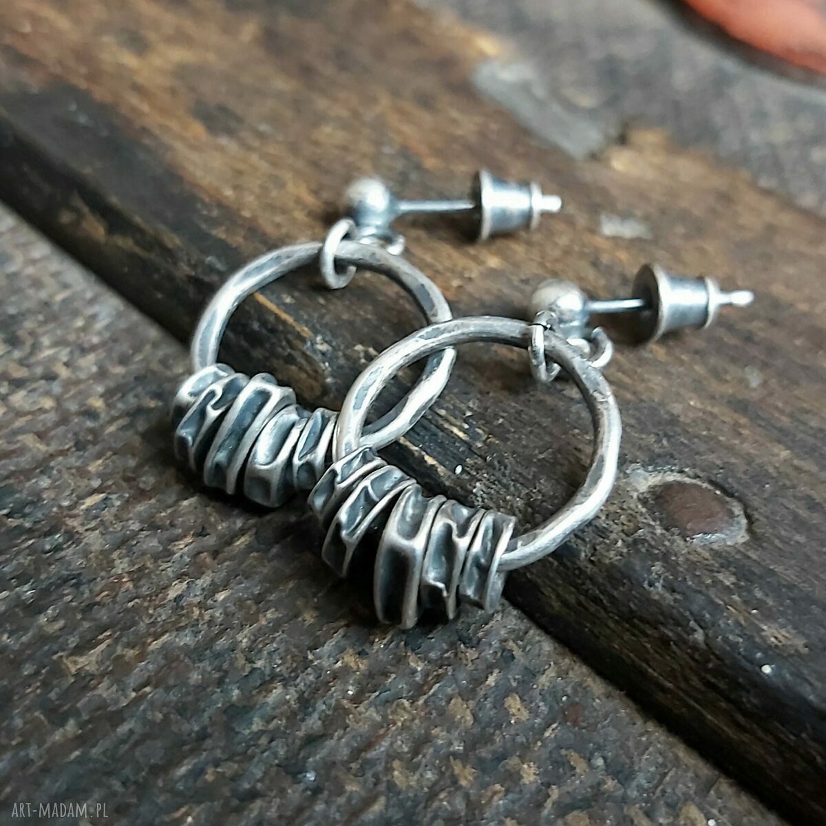 kolczyki: Kolczyki ze srebra koła Ręcznie zrobione