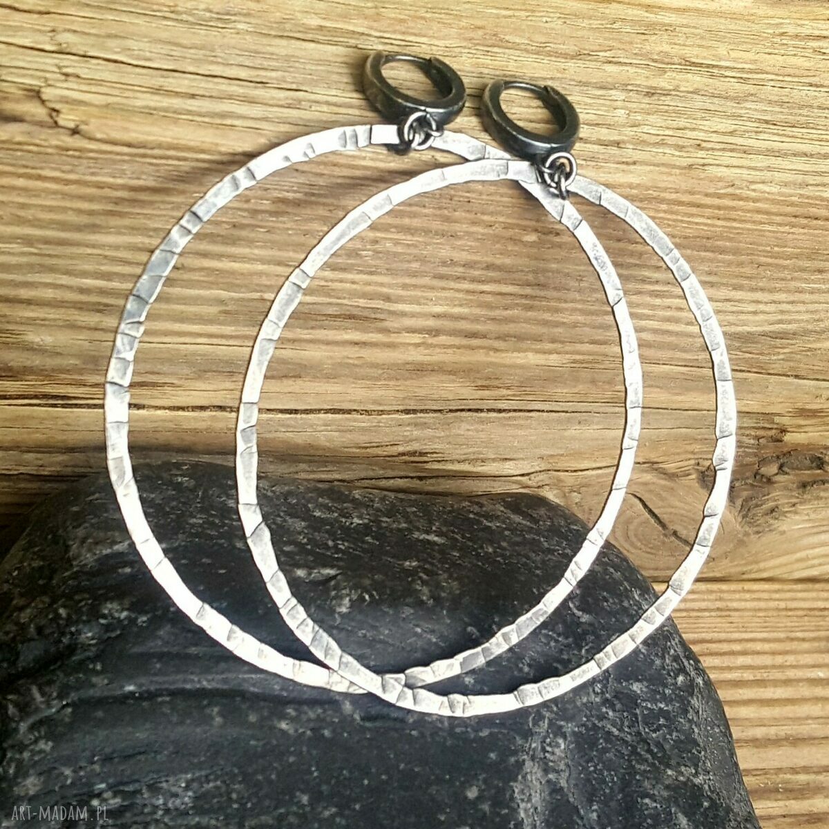 Kolczyki srebrne duże koła HandMade