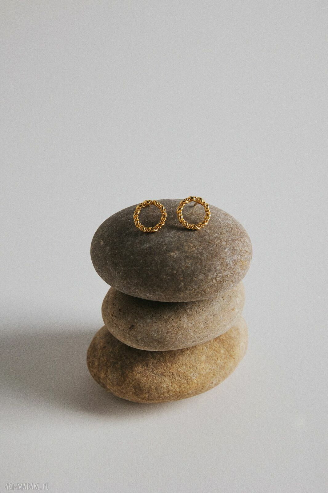 Kolczyki plecione koła z różowego złota 18k (srebro 925) SOTHO 12 mm