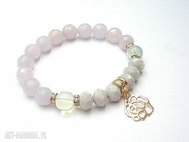 Kolekcja rich light violet rose jadeity kryształki szkło