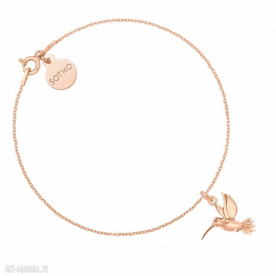 Bransoletka rÓŻowego zŁota kolibrem modna minimalistyczna