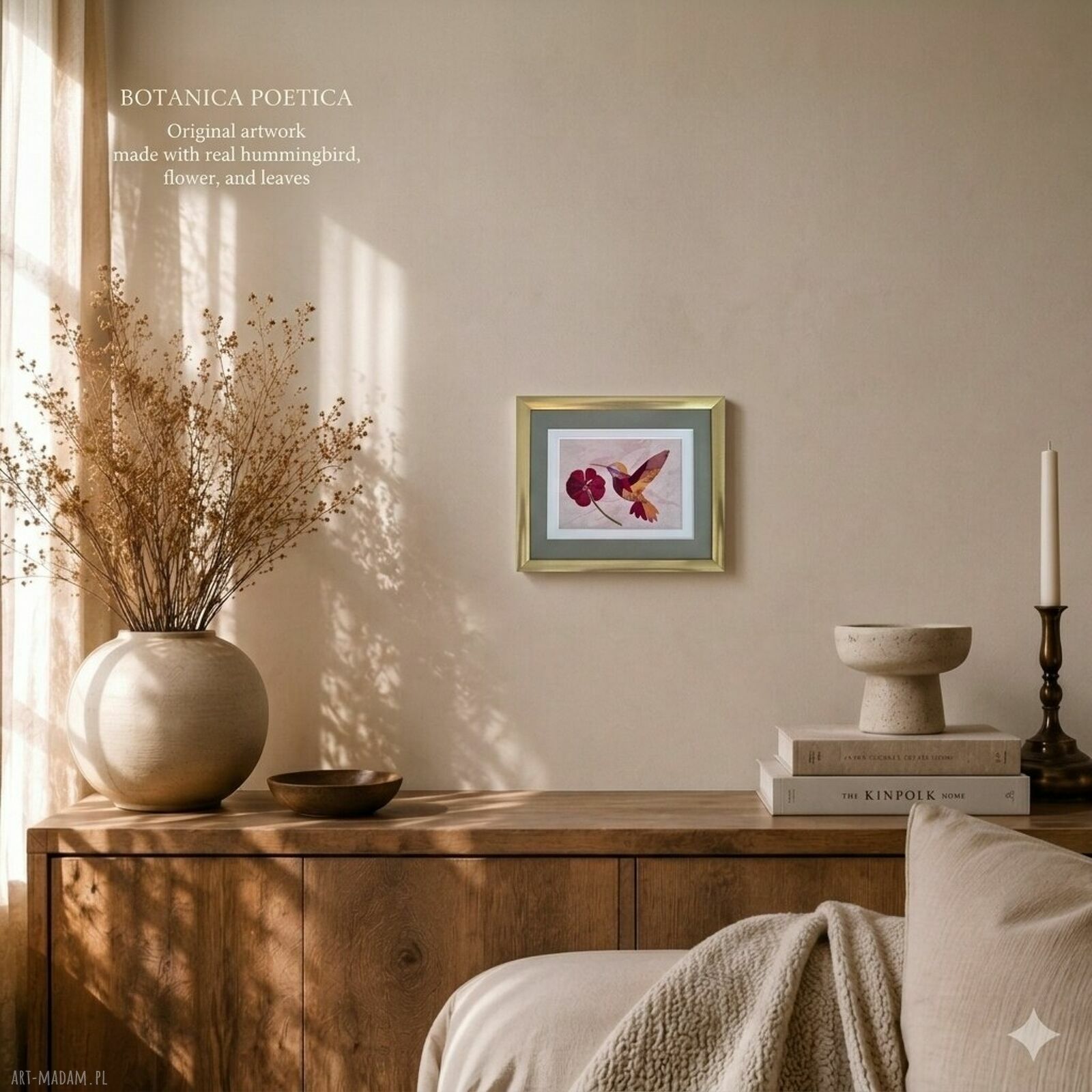 Koliber - obraz z prawdziwych suszonych kwiatów 21x30 cm