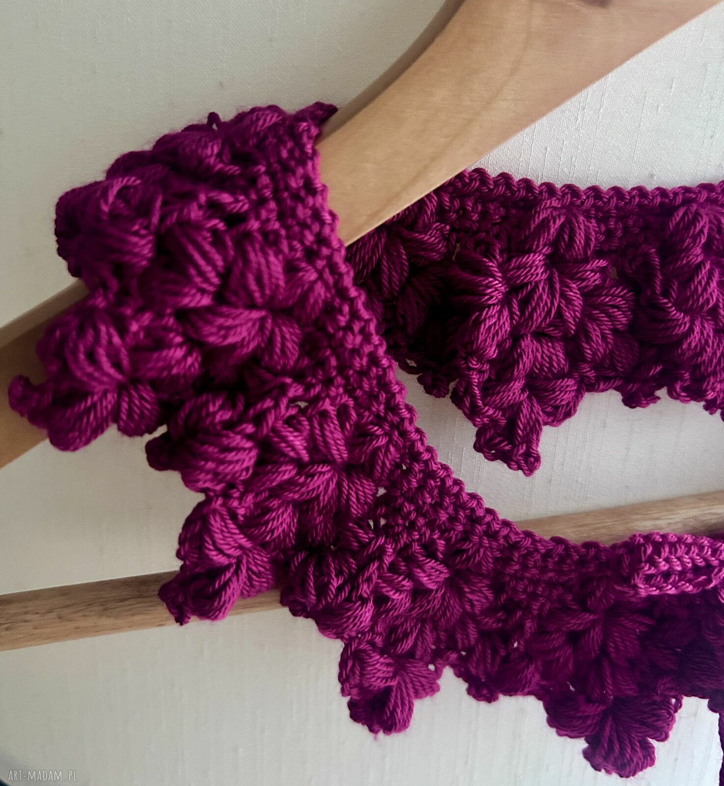 Kołnierzyk szydełkowy na szyję Bordo i Fuksja - handmade