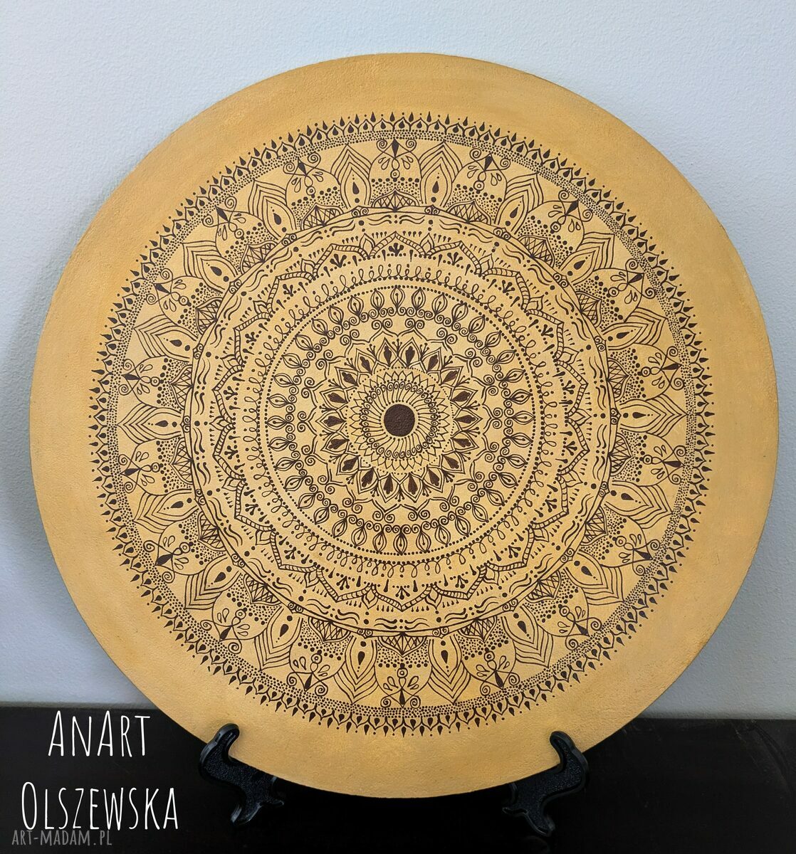 Mandala koło - ręcznie malowany obraz akrylowy 40 cm