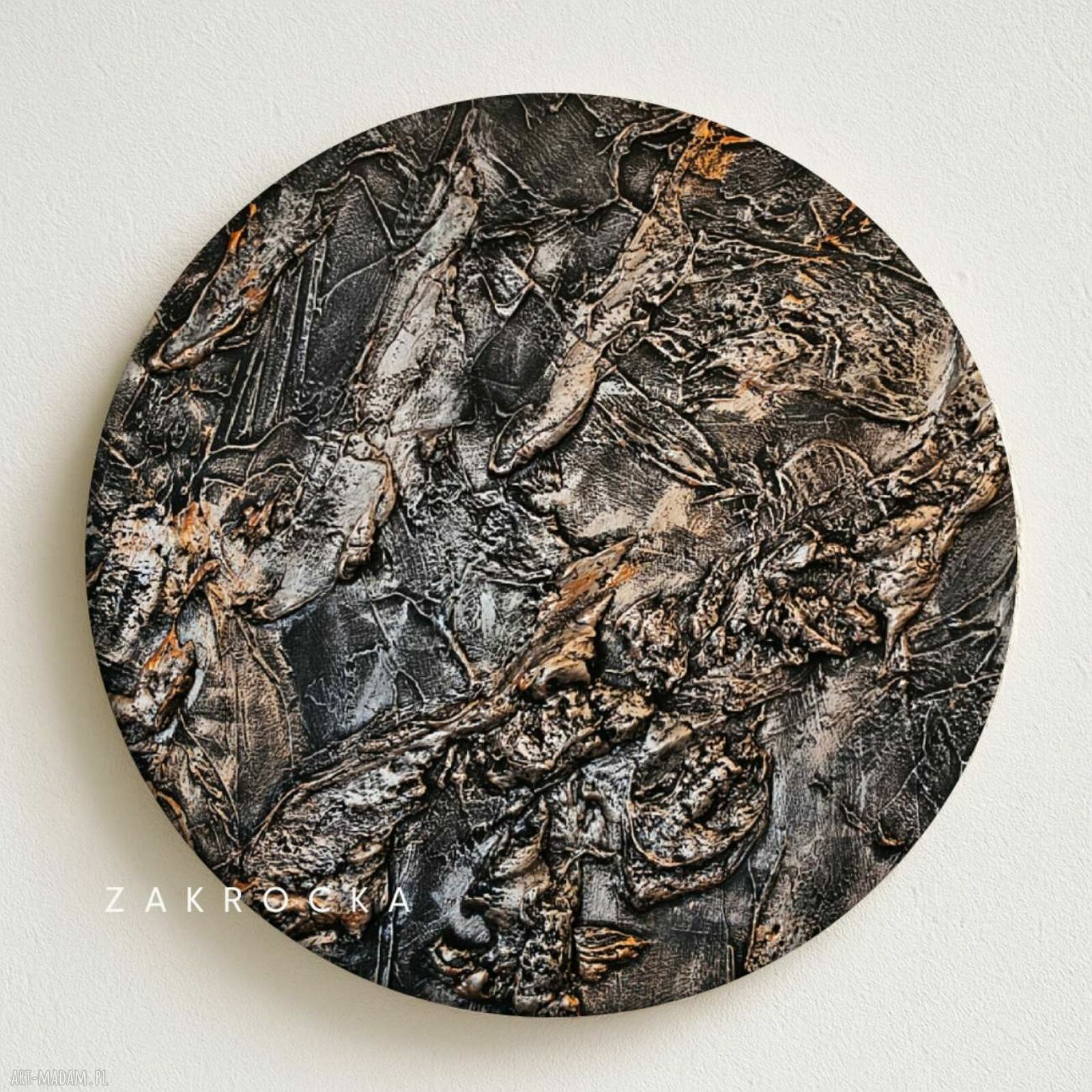 Obraz okrągły DECADENT - metaliczna płaskorzeźba 100 cm